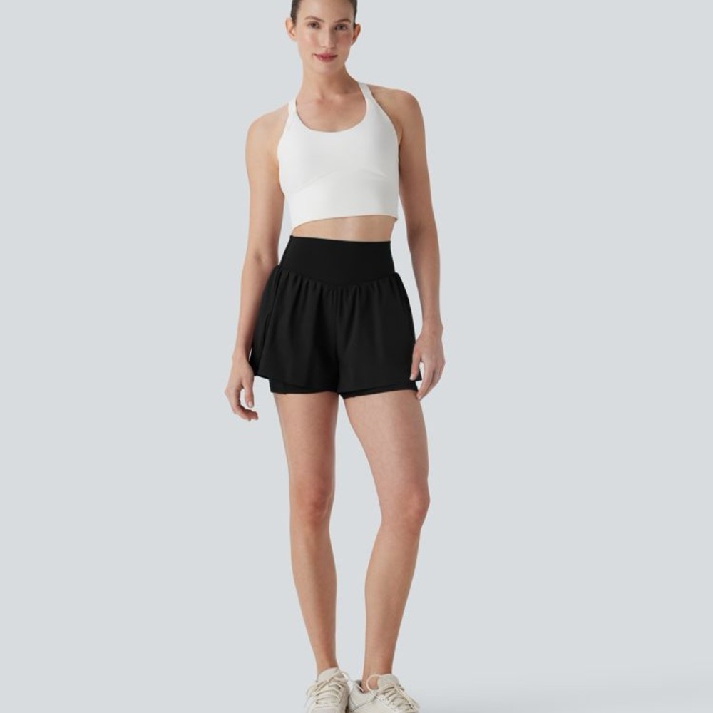 HALARA Black Athletic Shorts with Stretchy Fabric